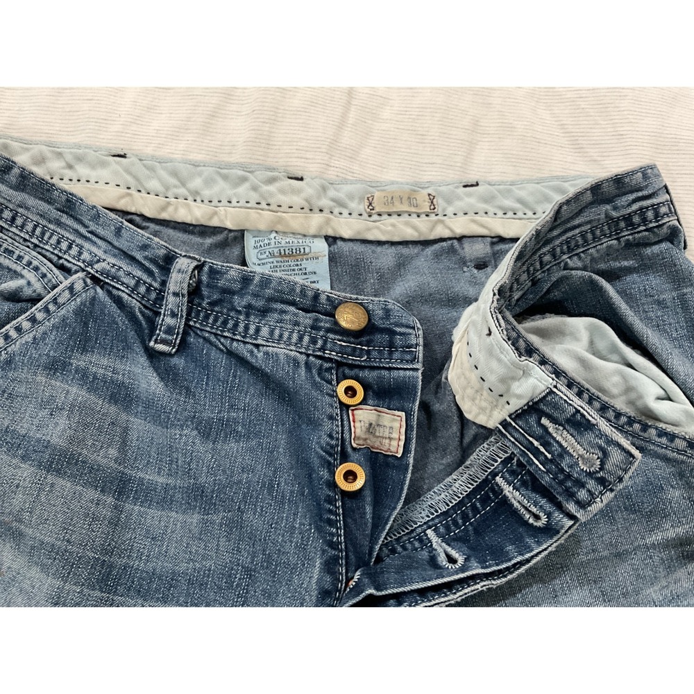 Polo Ralph Lauren Mens Painter Jeans Blue Distressed Double Knee 34x30